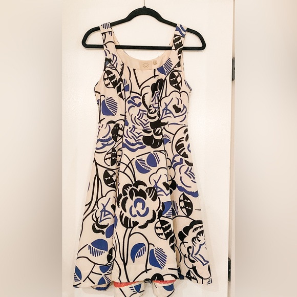 Anthropologie Dresses & Skirts - Vanessa Virginia ANTHROPOLOGIE Blue, black, and ivory flared sheath dress